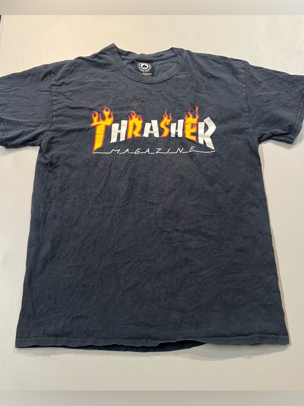Thrasher Magazine Flame Logo T-Shirt Black Size M Skate Streetwear